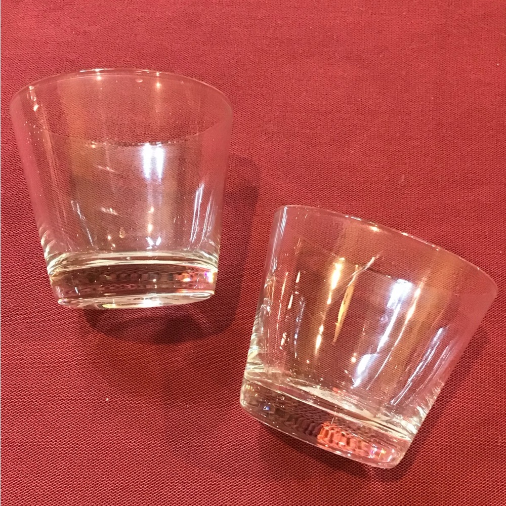 Tag Candle Holders, pair, clear glass